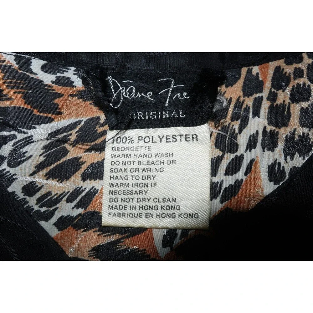 VTG Diane Freis Animal Print Cheetah Dress 3 Pc Set Blouse Skirt Georgette L/XL - Picture 14 of 16